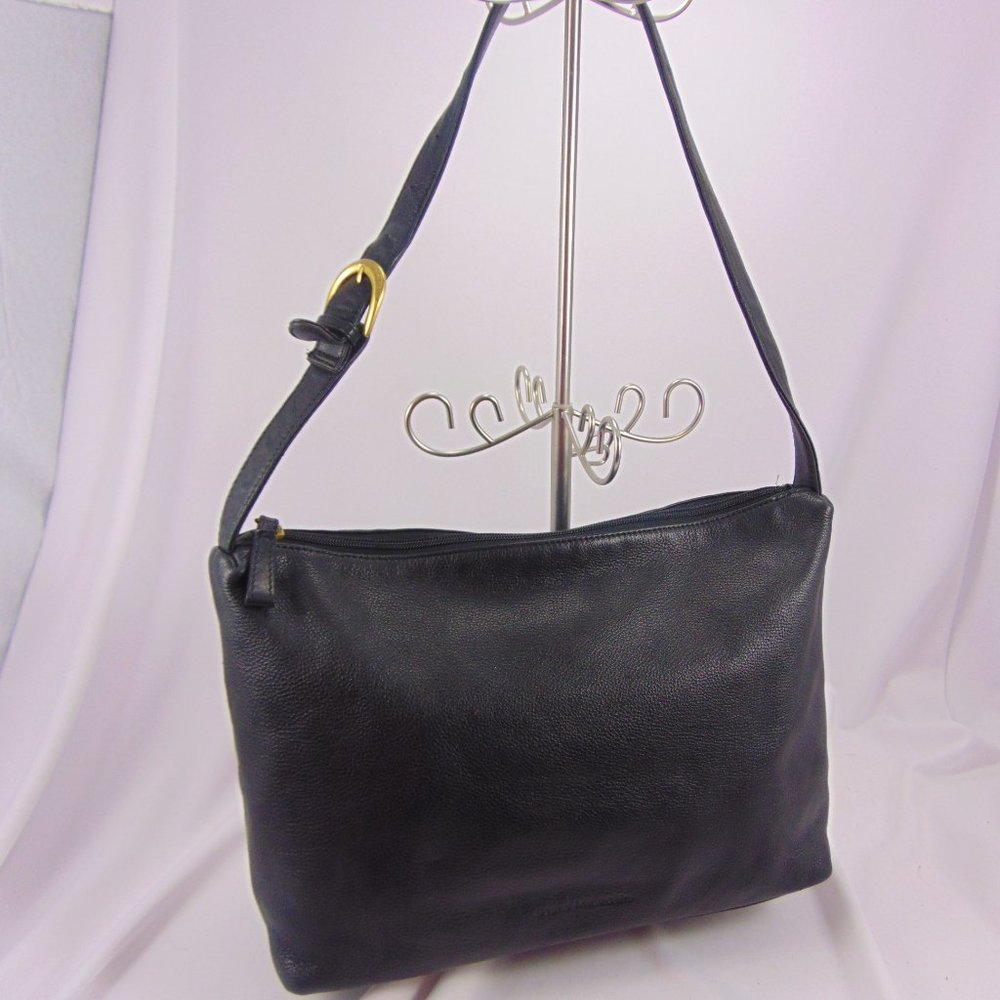 Stone Mountain Soft Black Leather Shoulder Bag